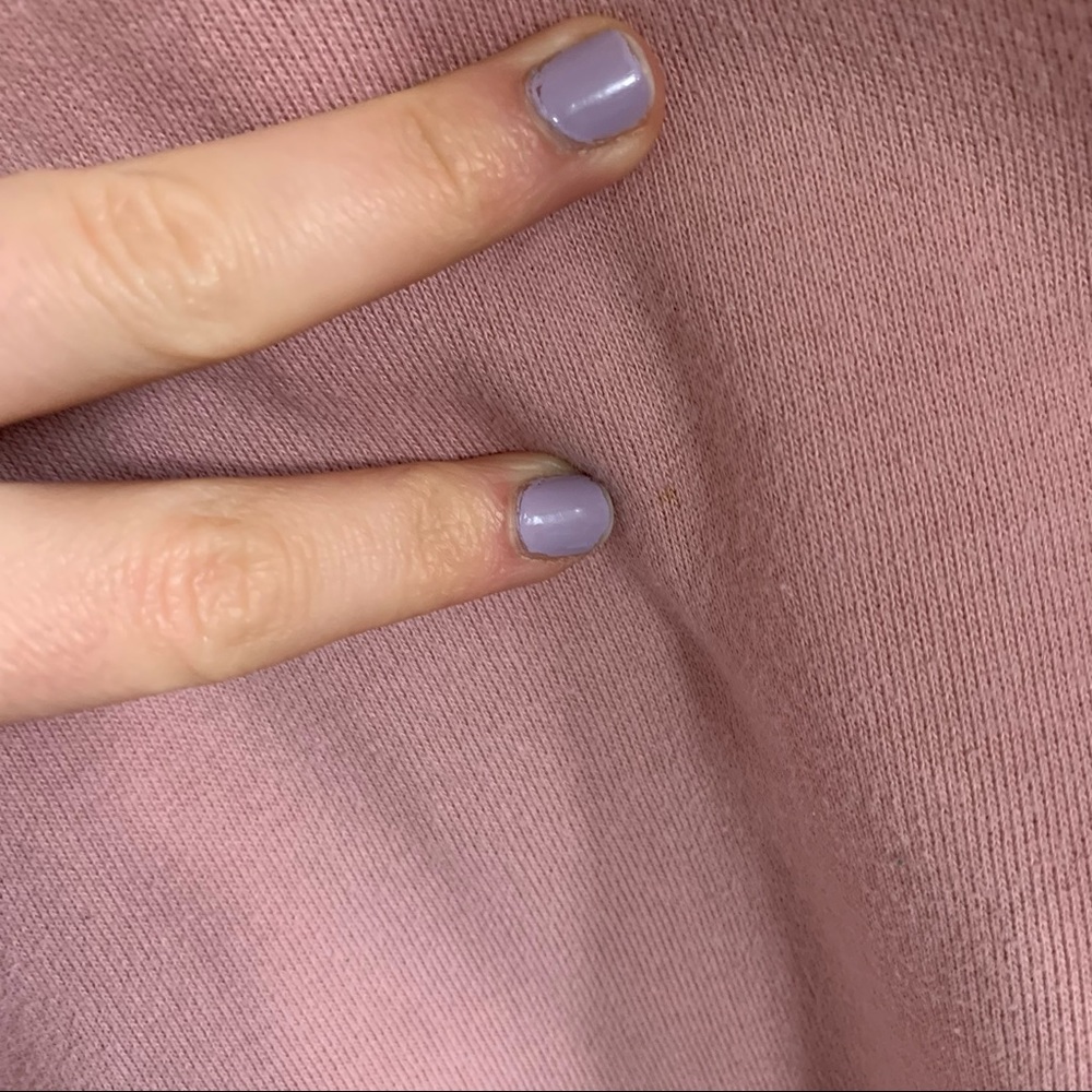 Everlane • pale pink cropped side slit hoodie xs - Picture 2 of 7